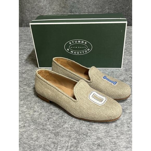 Stubbs Wooten Slippers Mens 10 Beige Tan Shoes‎ Linen Loafers OI Limited Edition - Picture 1 of 10